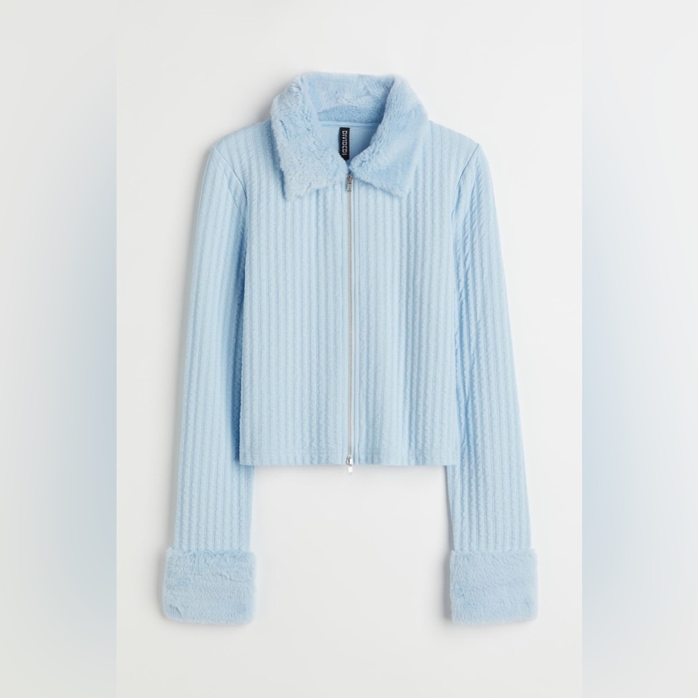 NWT Faux fur collared cardigan